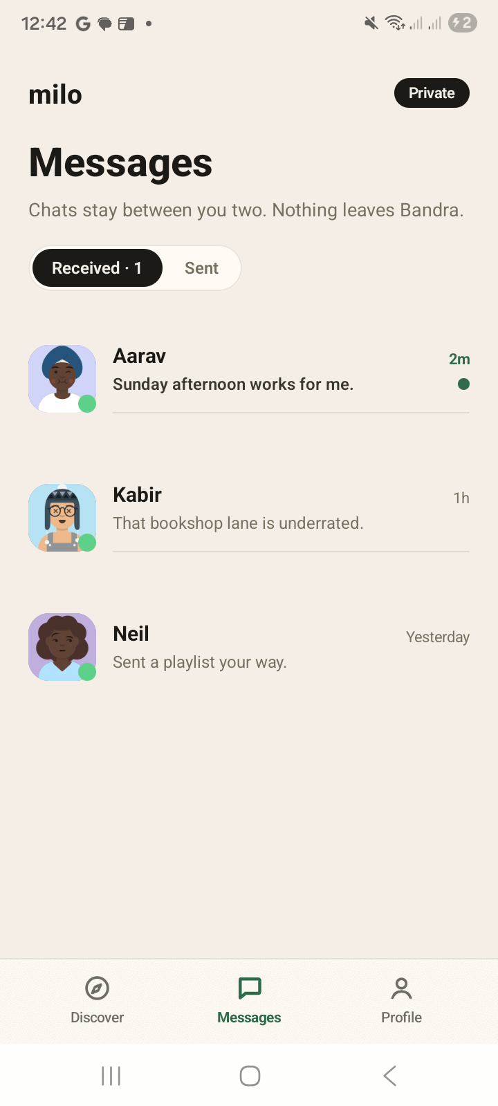 Milo messages list